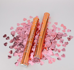 Пневмохлопушка, Розовое золото, Конфетти сердца, 30 см, 1 шт.