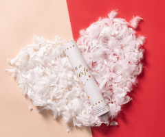 Пневмохлопушка, Конфетти перья, Белый, 28 см, 1 шт.